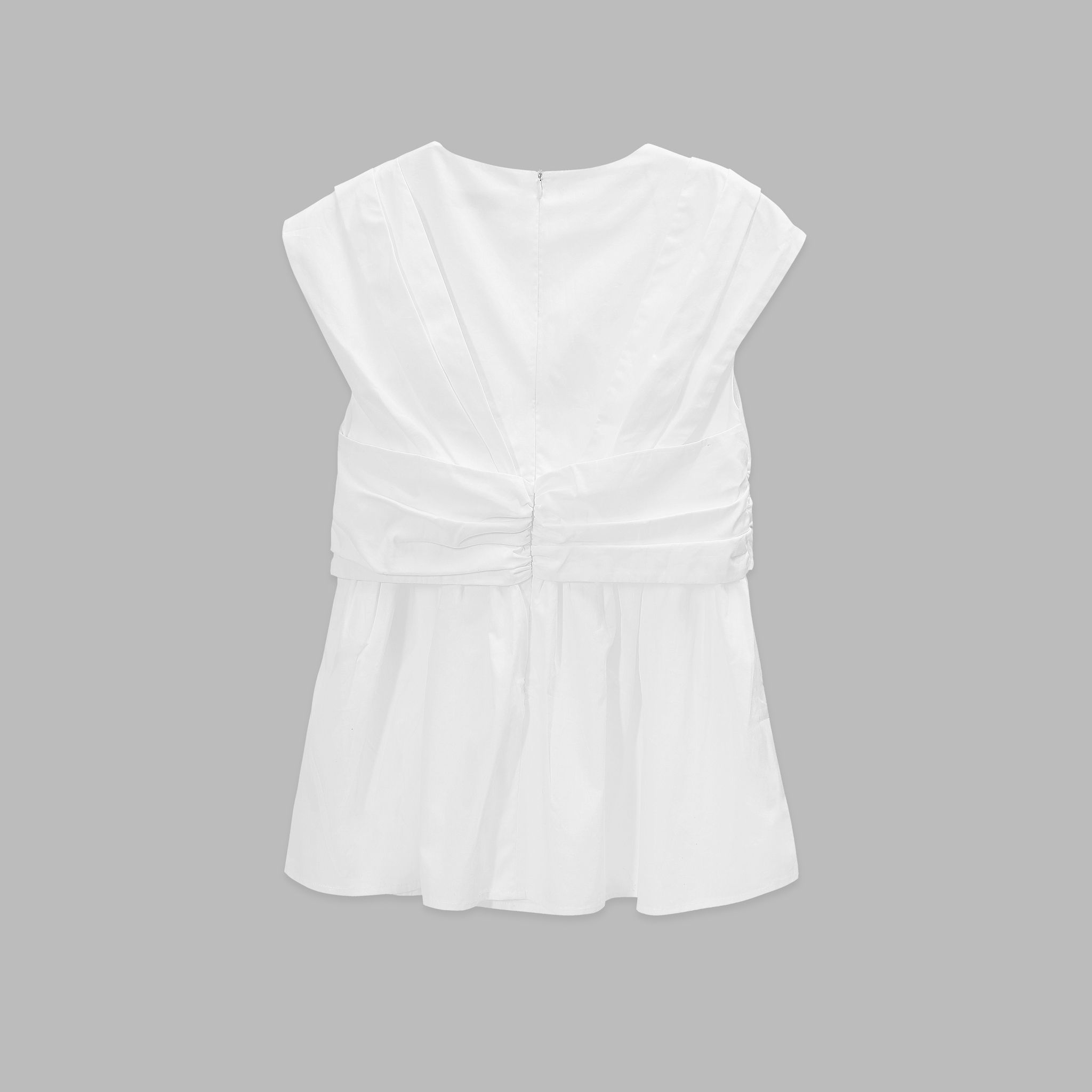  Áo nữ poplin kiểu cổ V chi tiết vặn xoắn 