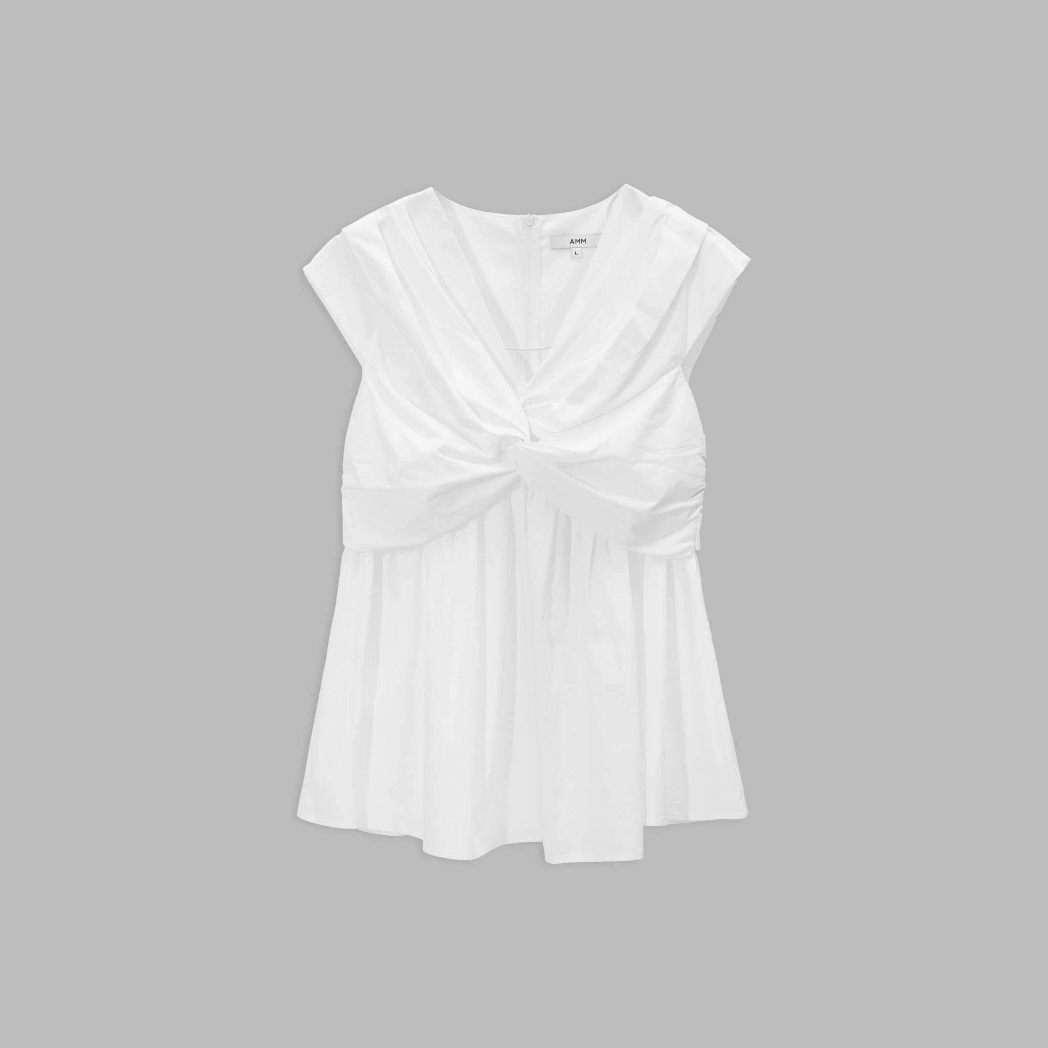  Áo nữ poplin kiểu cổ V chi tiết vặn xoắn 