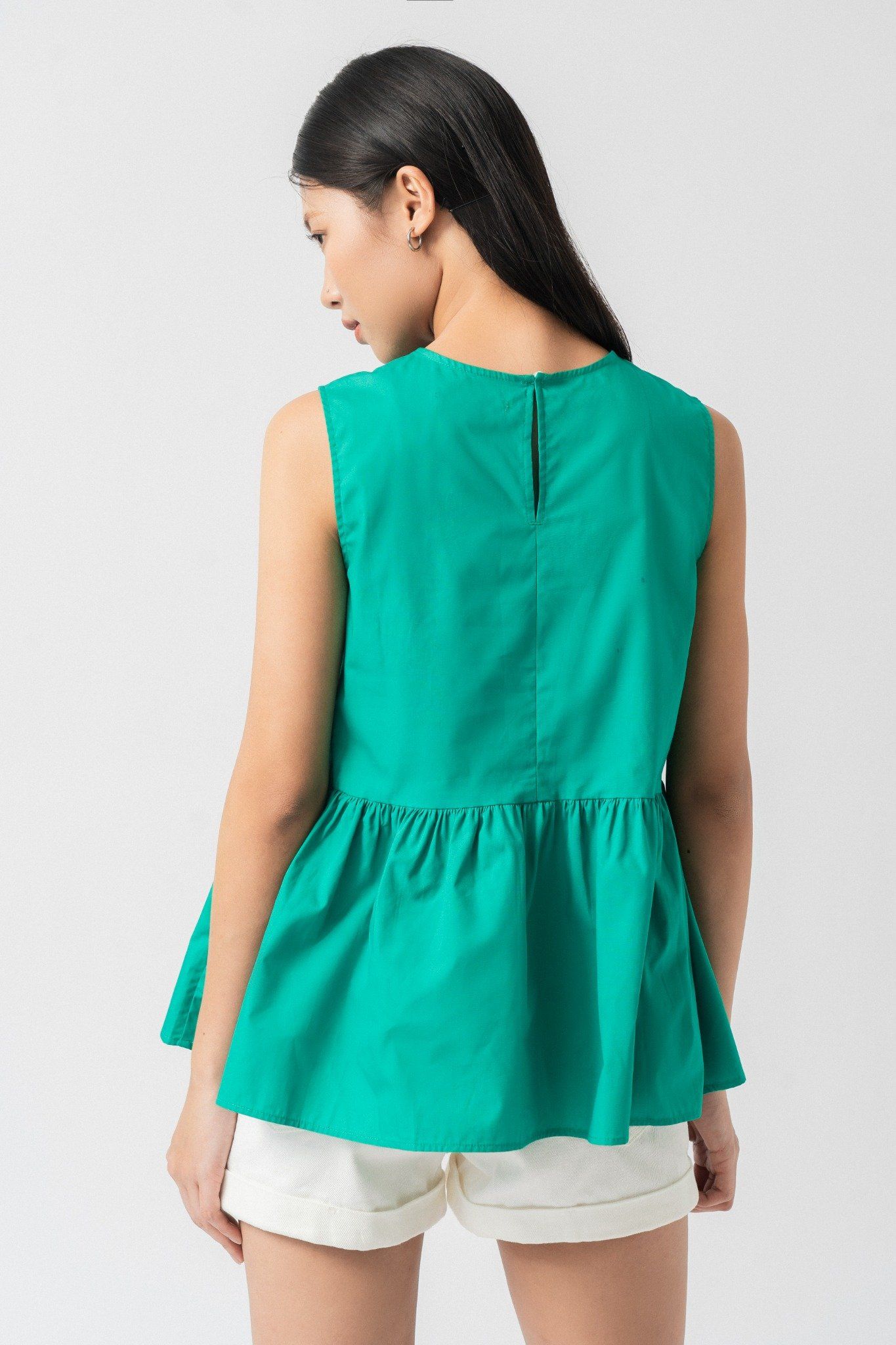  Áo nữ poplin kiểu peplum 