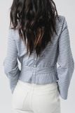  Áo kiểu nữ phối kẻ poplin 