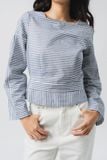  Áo kiểu nữ phối kẻ poplin 