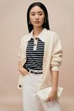  Áo polo nữ họa tiết kẻ phối bo khác màu 