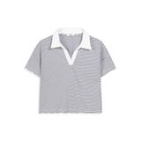  Áo polo kẻ nữ dáng crop 