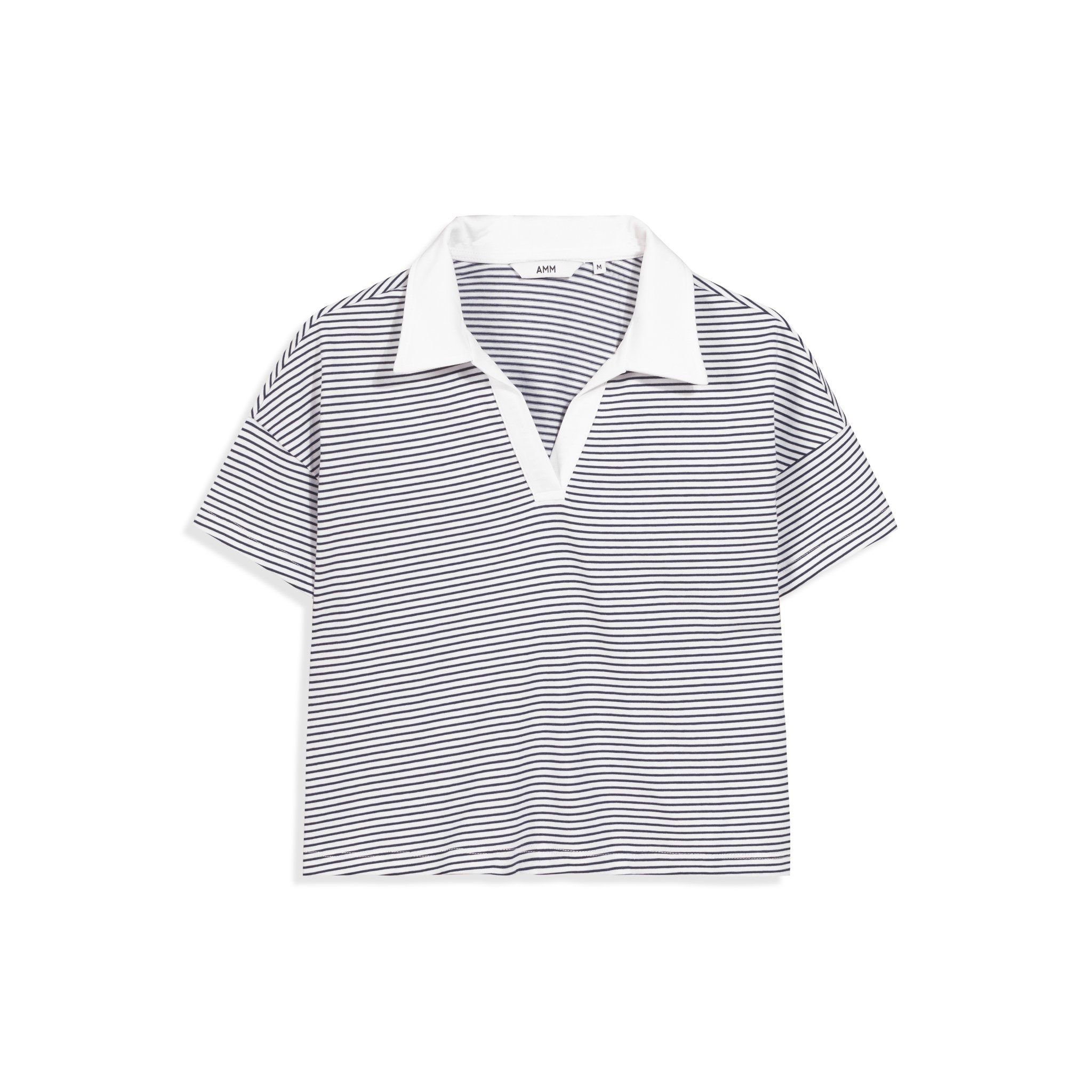  Áo polo kẻ nữ dáng crop 