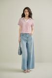  Áo polo kẻ nữ dáng crop 