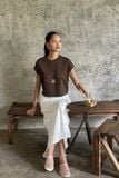  Chân váy Denim nữ dáng Midi xẻ vạt sau 