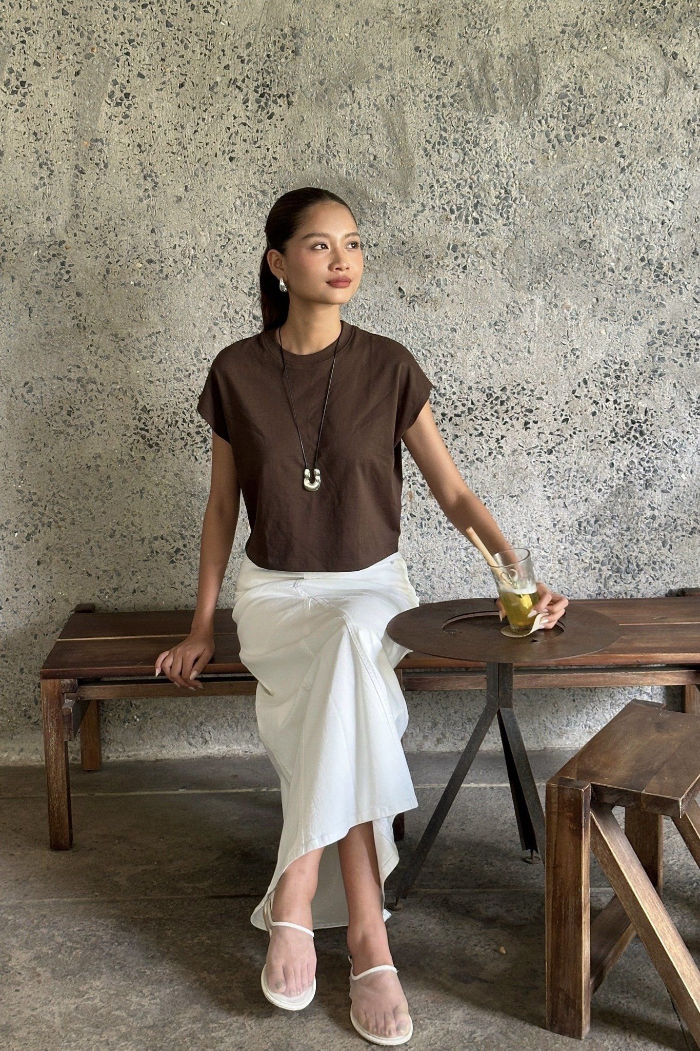  Chân váy Denim nữ dáng Midi xẻ vạt sau 
