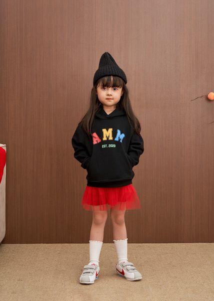  Unisex kids AMM logo print hoodie 