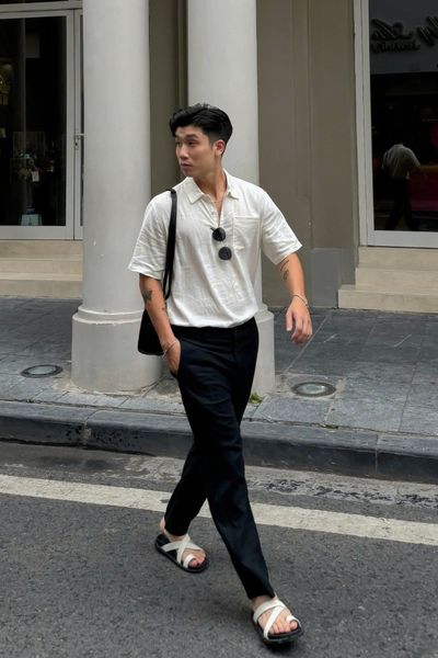  Quần nam vải linen dáng straight 