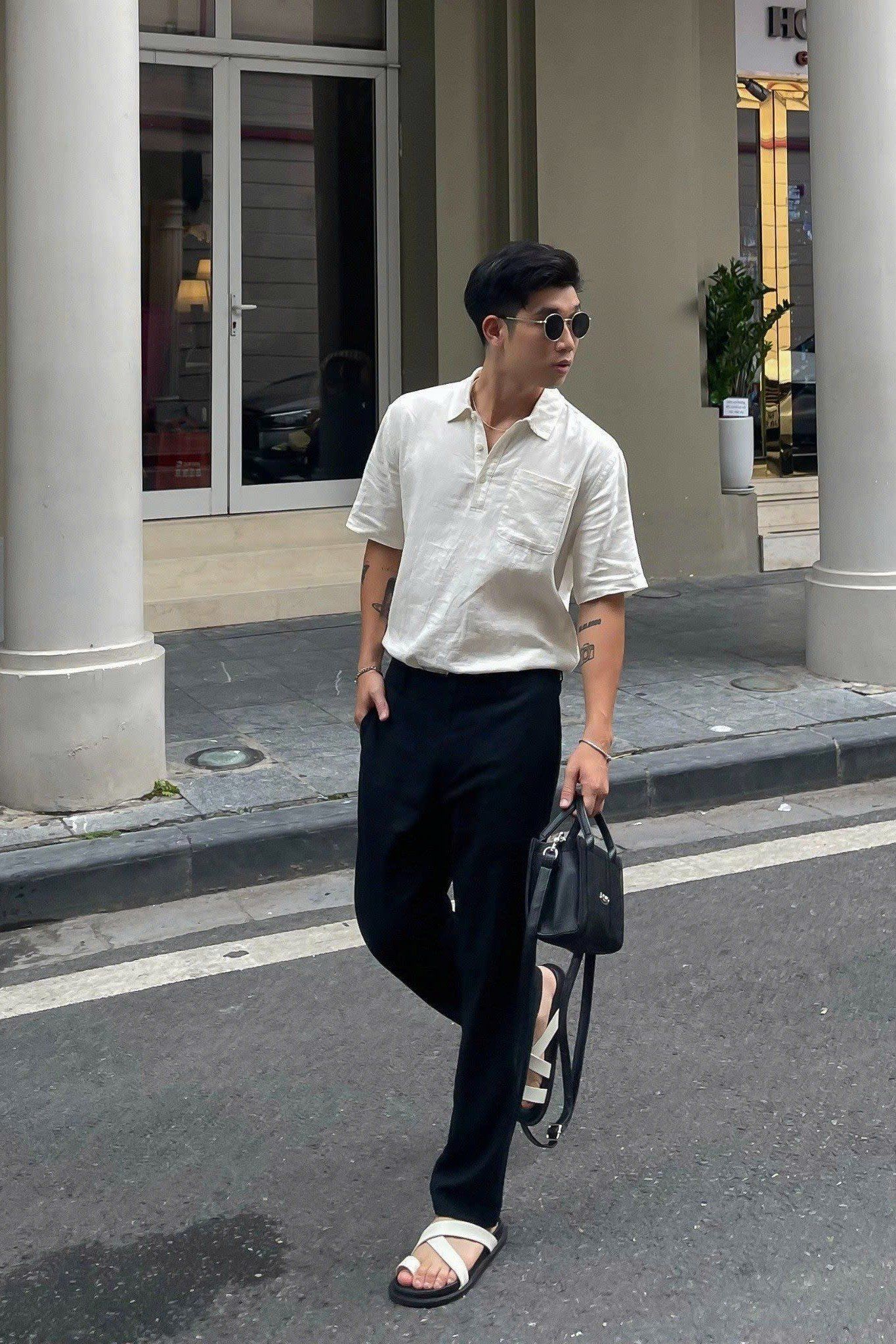  Quần nam vải linen dáng straight 