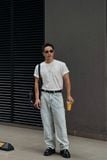  Áo Tshirt túi ngực phối vải Taffeta dáng Relax 