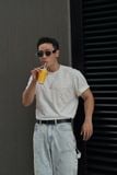  Áo Tshirt túi ngực phối vải Taffeta dáng Relax 