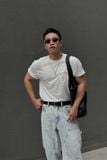  Áo Tshirt túi ngực phối vải Taffeta dáng Relax 