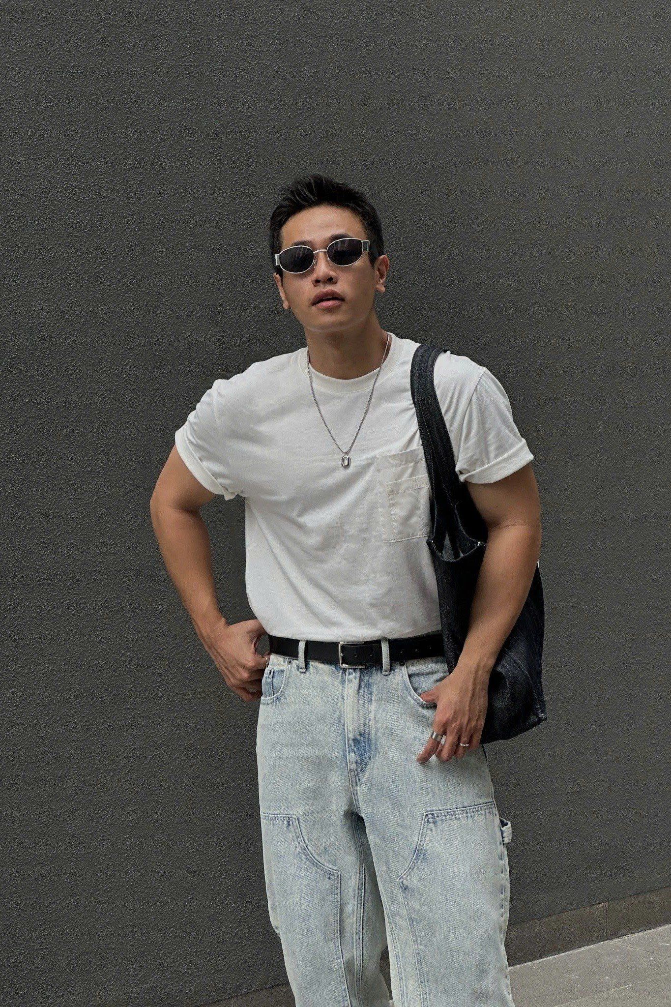  Áo Tshirt túi ngực phối vải Taffeta dáng Relax 
