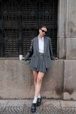  Áo Blazer nữ dáng Oversize vải Suiting họa tiết kẻ 