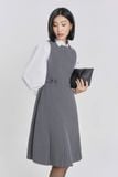  Đầm khoét nách nữ vải Suiting họa tiết kẻ 