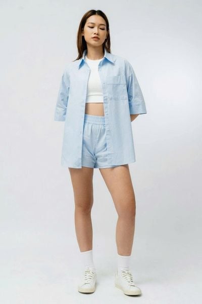  Áo sơ mi nữ kẻ ngắn tay 