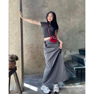 Đầm Đỏ Dài Xẻ Tà Trước  XIPI