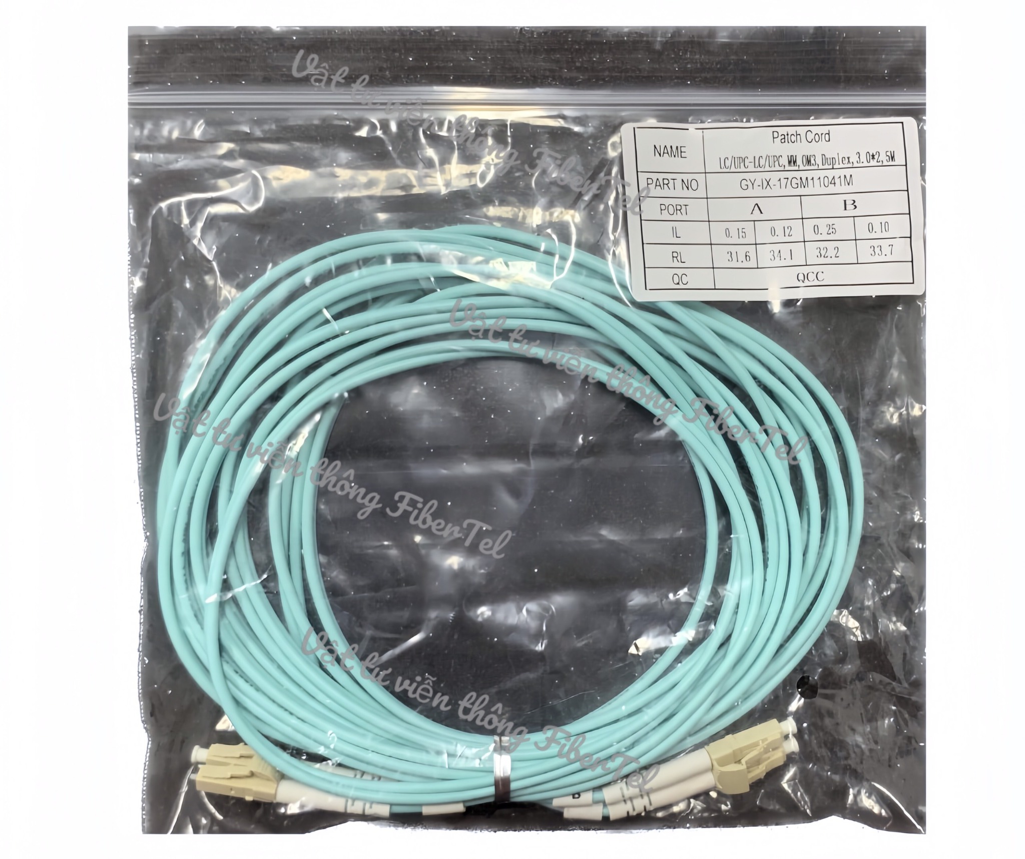 Dây Nhảy Quang LC - LC Multimode OM3 Duplex 3.0 5m – FiberTel