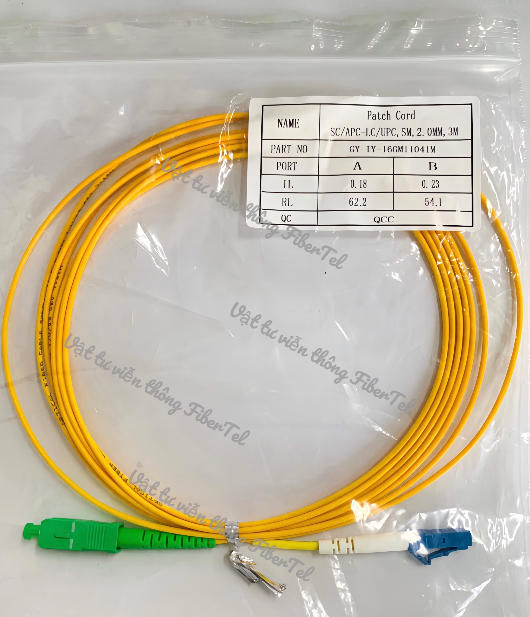Dây Nhảy Quang SC / APC - LC / UPC Single Mode Simplex 2.0 3m – FiberTel