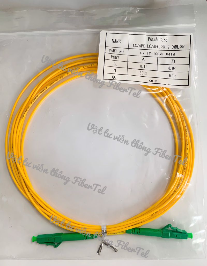 Dây Nhảy Quang LC - LC / APC Single Mode Simplex 2.0 3m – FiberTel