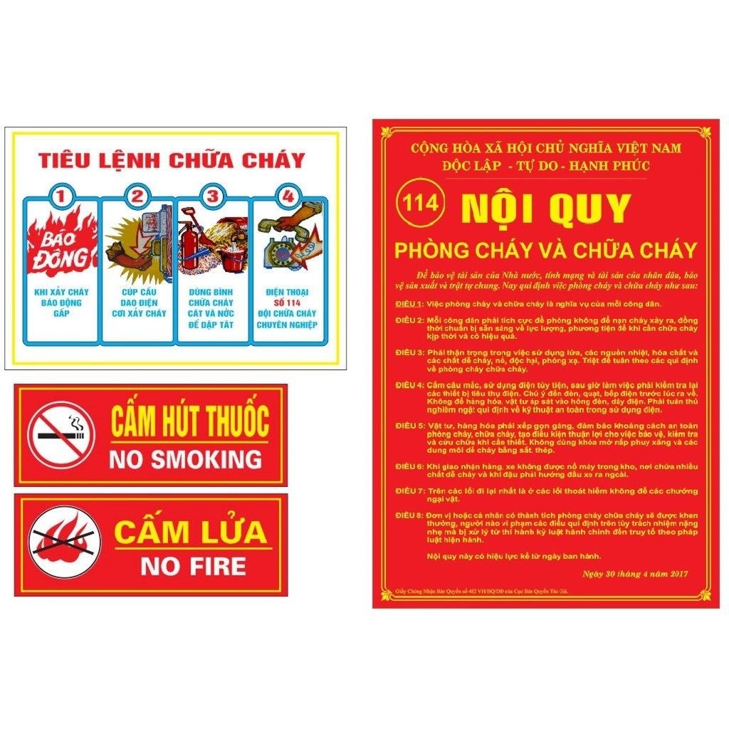 Bộ Tiêu Lệnh PCCC Gồm 4 Tấm - Bảo Hộ Lao Động Vĩnh Xuyên