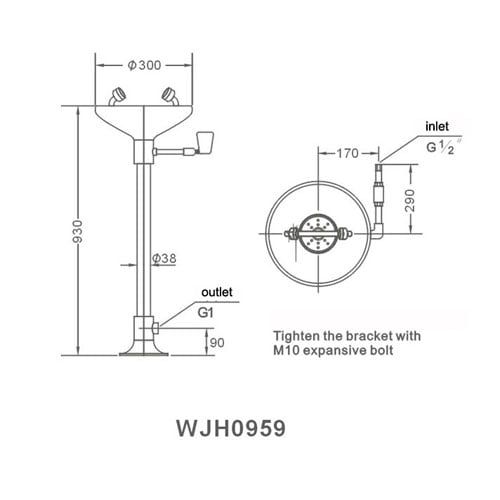 Bồn rửa mắt chân đứng WJH 0959