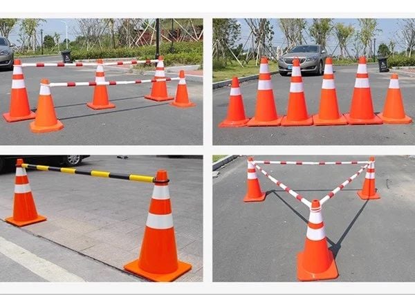 Cọc Tiêu Nhựa HDPE Hàn Quốc Hình Chóp Nón Có Đế Phản Quang