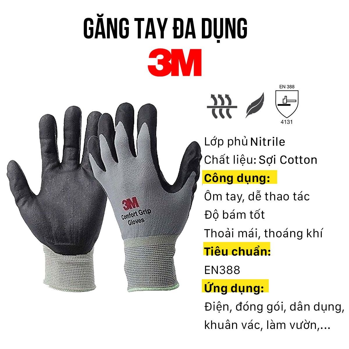Găng Tay 3m Đa Dụng Chính Hãng, Siêu Bền