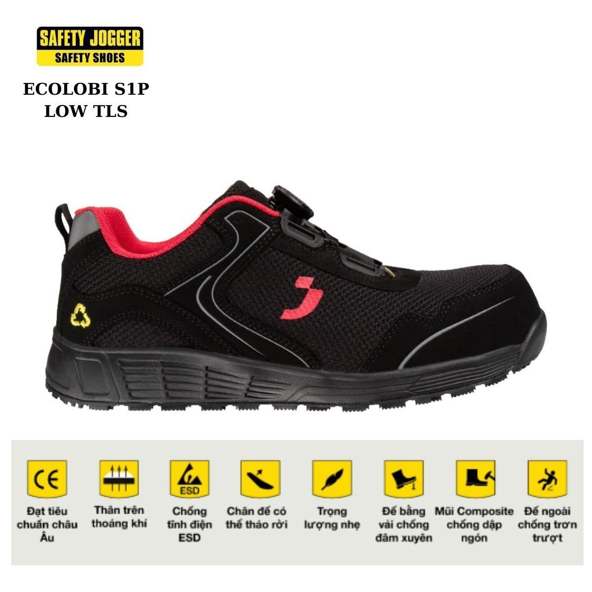 Giày bảo hộ Jogger Ecolobi S1P không kim loại chống tĩnh điện (ESD)
