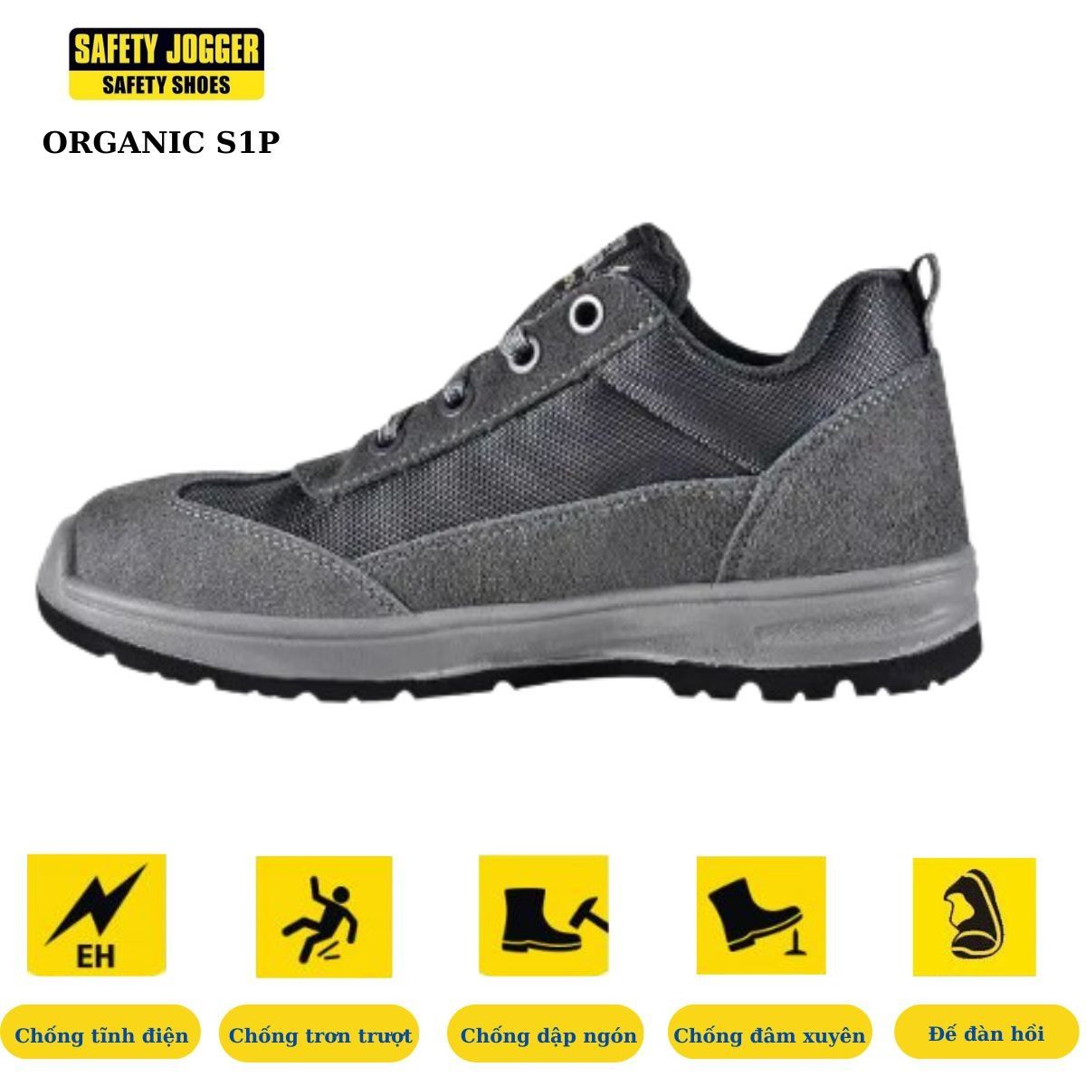 Giày bảo hộ Jogger Organic S1P siêu nhẹ chống trơn trượt chuẩn SRC