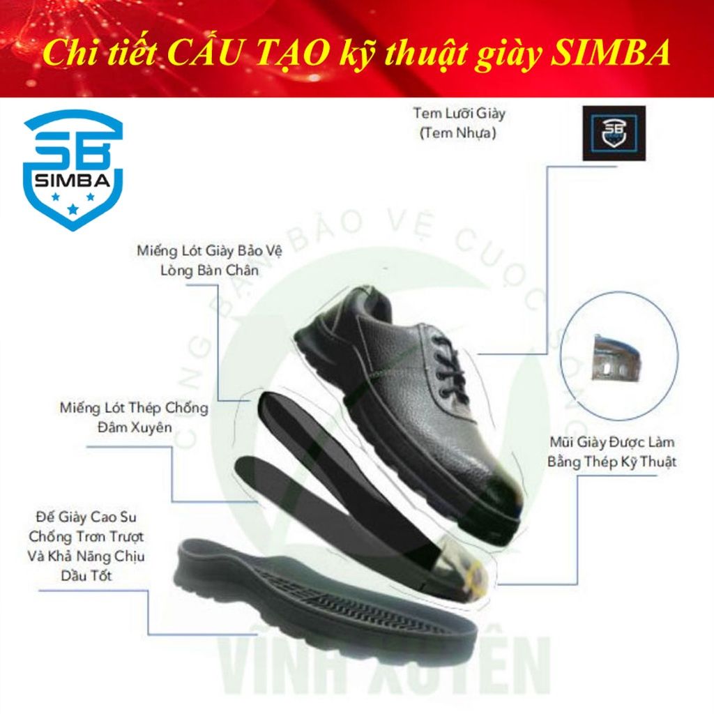 Giày Bảo Hộ Lao Động Chính Hãng Simba1 Dáng Thấp Cổ Cực Bền