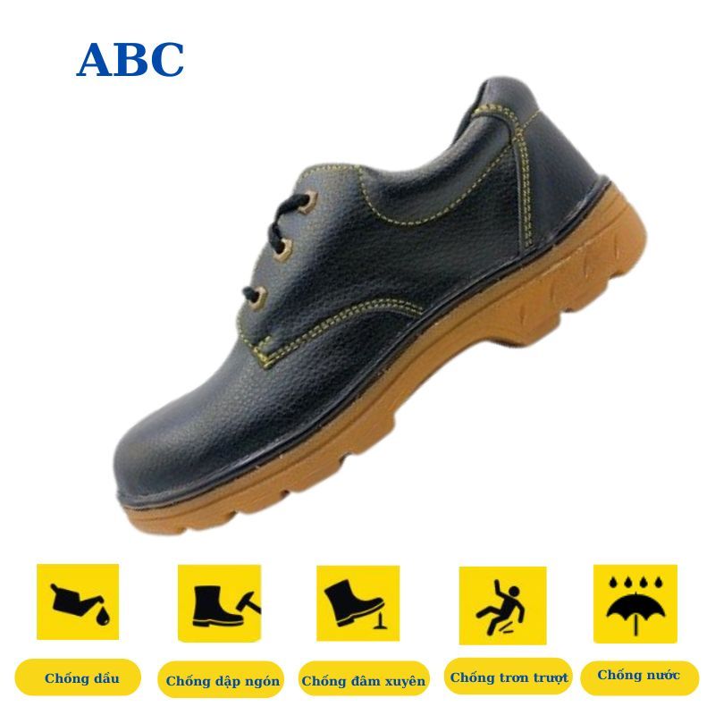 Giày Bảo Hộ Chính Hãng ABC Đế Kếp Vàng Cổ Thấp