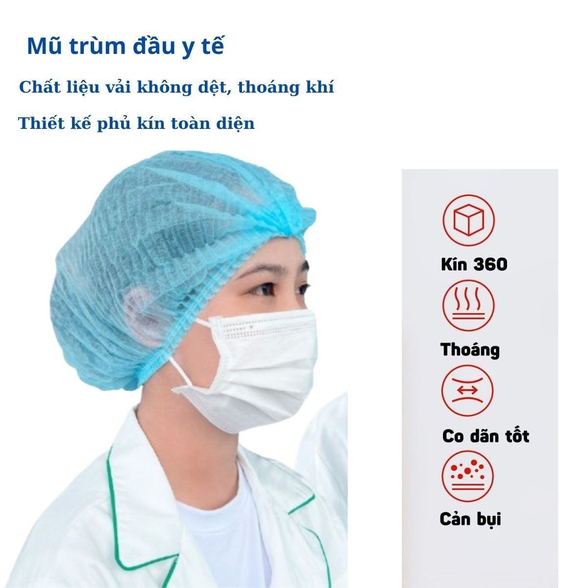 Mũ Trùm Tóc Phòng Sạch Con Sâu - Bảo Hộ Lao Động Vĩnh Xuyên