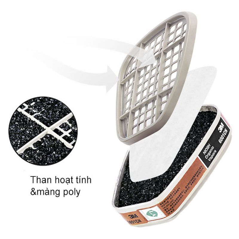Phin Lọc Mặt Nạ Phòng Độc 3M – 6100/6200 Màu Xám Đen Chính Hãng