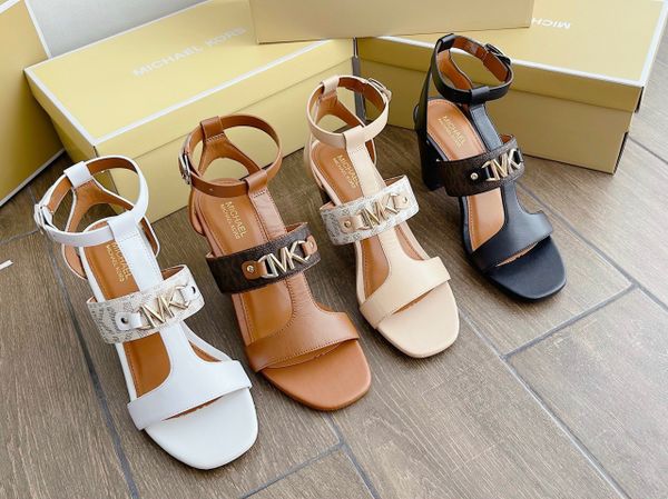 Sandal MK phối canvas cao 8p NA580