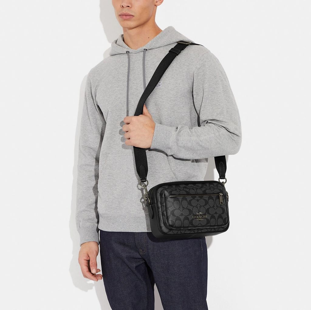 TX Túi coach nam da thật pha canvas sz 25*17 TR880