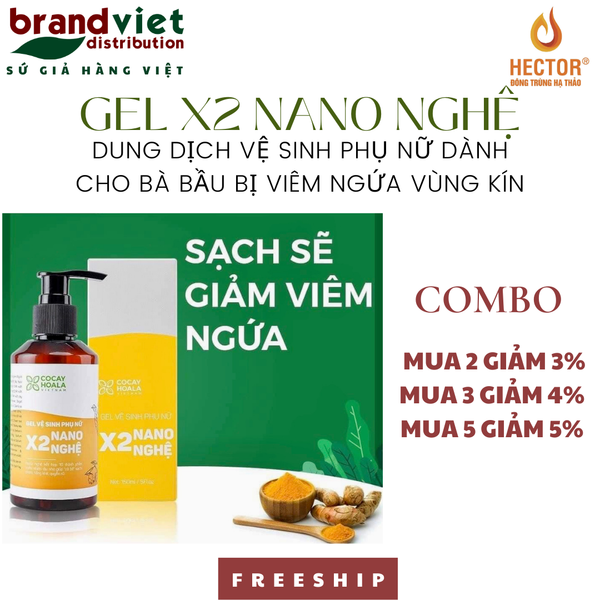 DUNG DỊCH VỆ SINH PHỤ NỮ DÀNH CHO BÀ BẦU BỊ VIÊM NGỨA VÙNG KÍN GEL X2 NANO NGHỆ CỎ CÂY HOA LÁ