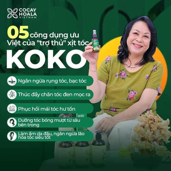 XỊT MỌC TÓC KOKO COCAYHOALA - NGĂN RỤNG TÓC - KÍCH THÍCH MỌC TÓC - GIÚP TÓC MỀM MƯỢT - 100ML