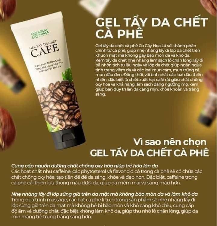 GEL TẨY DA CHẾT CÀ PHÊ CỎ CÂY HOA LÁ LOẠI BỎ LỚP SỪNG TRÊN DA, TĂNG KHẢ NĂNG HẤP THỤ DƯỠNG CHẤT CỦA DA