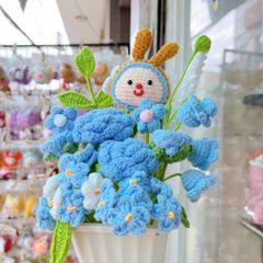 Chậu Hoa Vuông Hoa Mix Đầu Thú Xanh