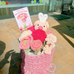 Bó Hoa Tròn Heo Thỏ Hồng