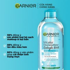 Nước Tẩy Trang Garnier Micellar Cleasing Water Salicylic BHA 400Ml