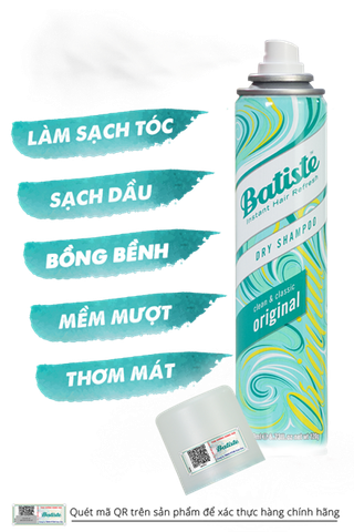 Gội Đầu Khô Batiste Dry Shampoo #Clean & Classic Original 200Ml