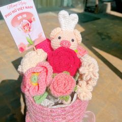 Bó Hoa Tròn Heo Thỏ Hồng