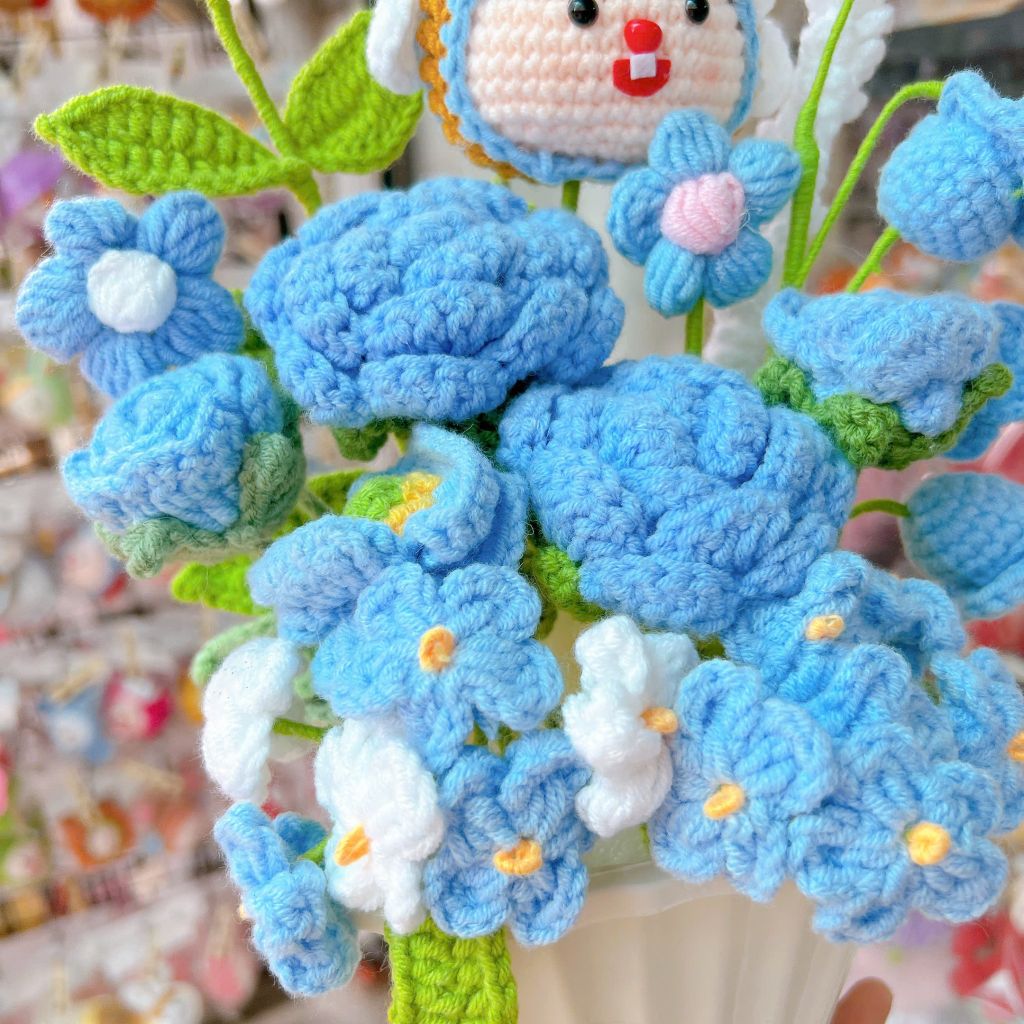 Chậu Hoa Vuông Hoa Mix Đầu Thú Xanh