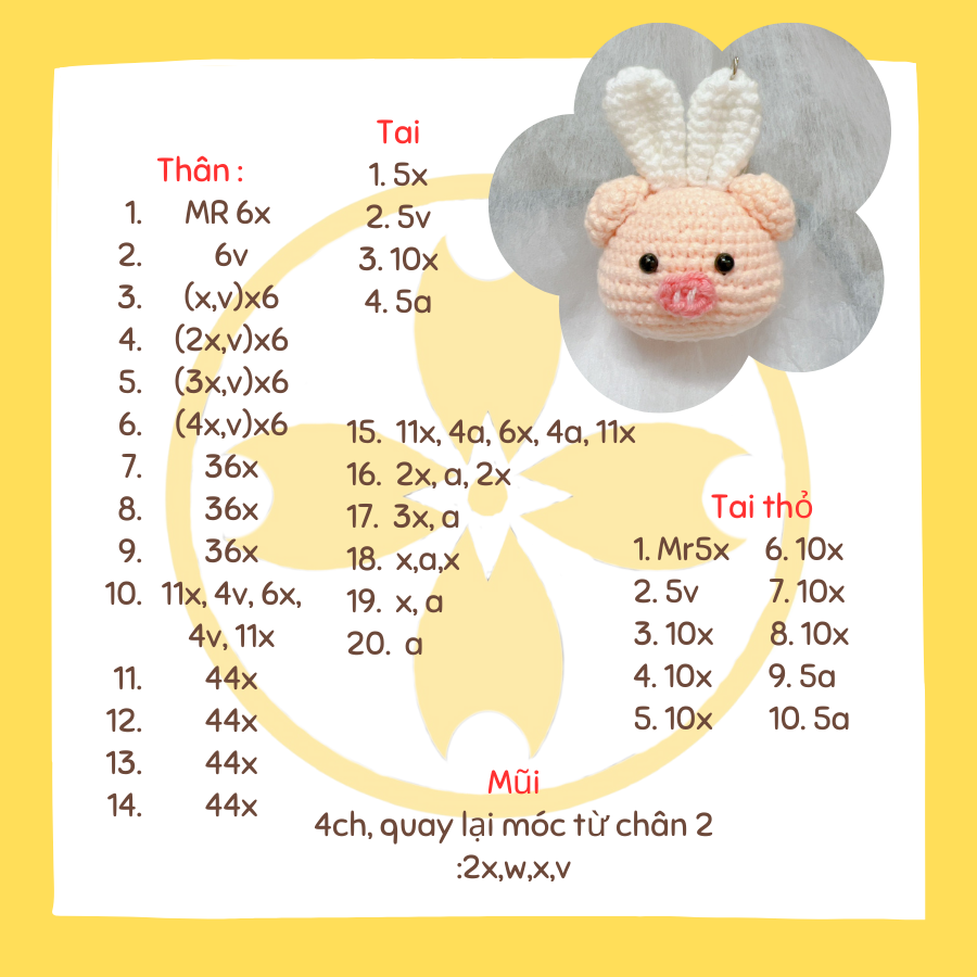 Móc Khóa Con Heo Tai Thỏ