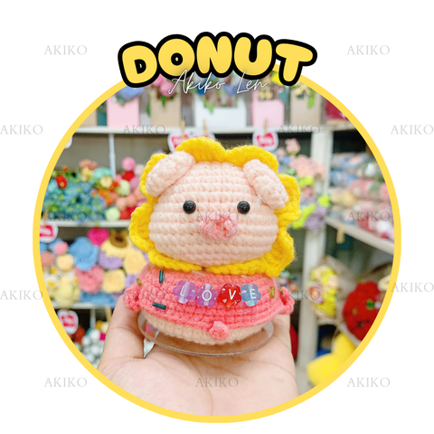 Đế Donut Lúc Lắc Heo Viền Hoa Vàng