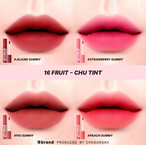 Son Kem Sixteen Brand 16 Fruit - Chu Tint #Strawberry Gummy Hồng Dâu 4.1gr