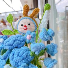 Chậu Hoa Vuông Hoa Mix Đầu Thú Xanh